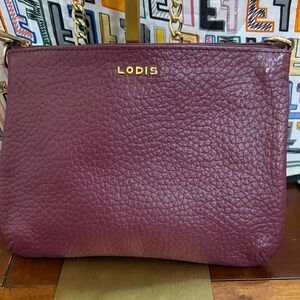 Lodis Wine Textured Leather Crossbody Bag